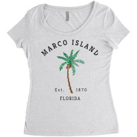 Womens Marco Island Florida Colorful Palm Tree Retro Novelty Art V Nec Women's Triblend Scoop T-shirt | Artistshot