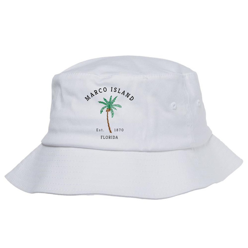 Womens Marco Island Florida Colorful Palm Tree Retro Novelty Art V Nec Bucket Hat by cm-arts | Artistshot