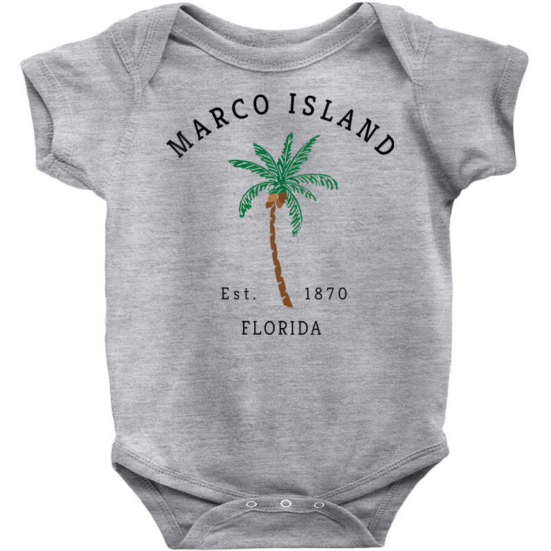 Womens Marco Island Florida Colorful Palm Tree Retro Novelty Art V Nec Baby Bodysuit by cm-arts | Artistshot