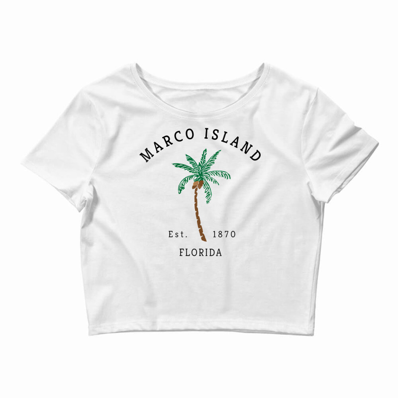 Womens Marco Island Florida Colorful Palm Tree Retro Novelty Art V Nec Crop Top by cm-arts | Artistshot