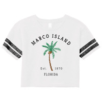 Womens Marco Island Florida Colorful Palm Tree Retro Novelty Art V Nec Scorecard Crop Tee | Artistshot