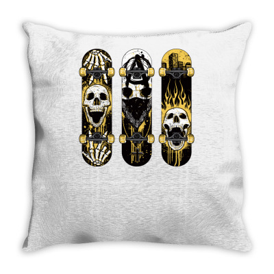 Burned Skate Skull Throw Pillow Designed By Icang Waluyo