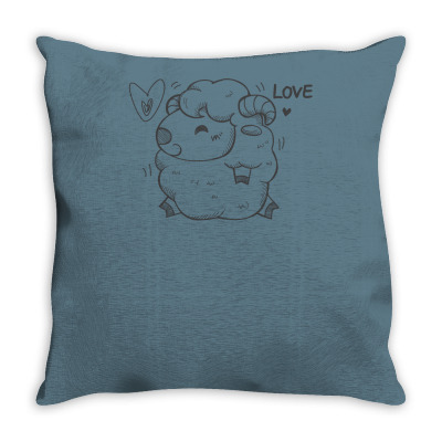 Happy Love And Life Sheep Throw Pillow Designed By Icang Waluyo