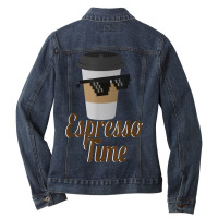 Espresso Time Coffee Cup Sunglasses Ladies Denim Jacket | Artistshot