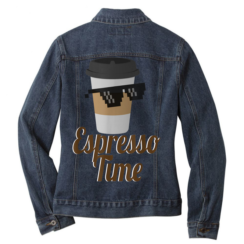 Espresso Time Coffee Cup Sunglasses Ladies Denim Jacket by Renew | Artistshot