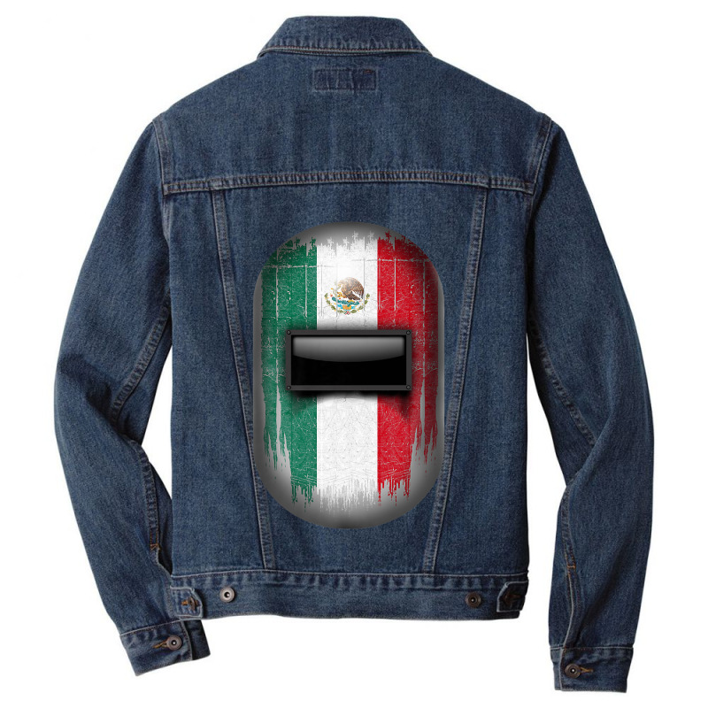 Mexican Welder Tee Mexico Flag Pipeliner Welding Hood Helmet Men Denim Jacket | Artistshot