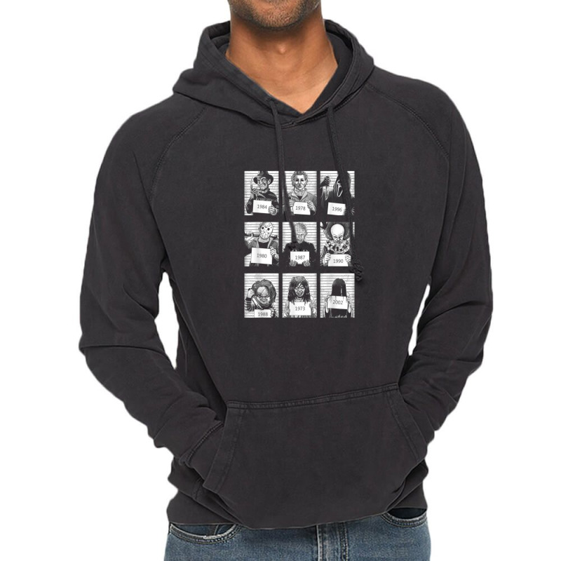 Scary Halloween Horror Characters Mug Shot Costume Vintage Hoodie | Artistshot