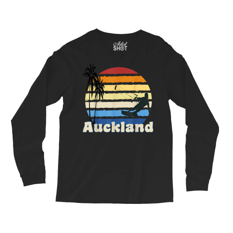 Auckland New Zealand Kitesurfing Kitesurfer Beach Long Sleeve Shirts by Dapper | Artistshot