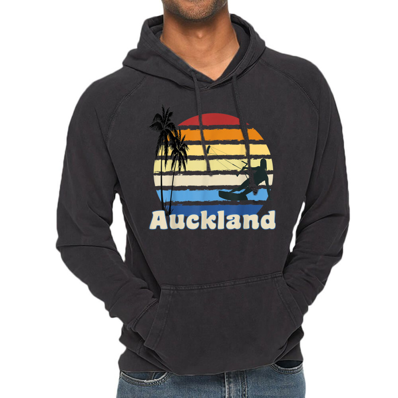 Auckland New Zealand Kitesurfing Kitesurfer Beach Vintage Hoodie by Dapper | Artistshot