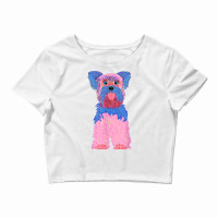 Yorkshire Terrier, Dog, Pink, Blue, Funny, Crazy T Shirt Crop Top | Artistshot