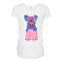 Yorkshire Terrier, Dog, Pink, Blue, Funny, Crazy T Shirt Maternity Scoop Neck T-shirt | Artistshot