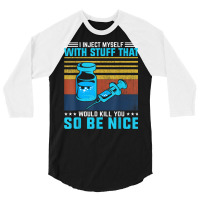 Diabetes Survivor   I Inject Myself Retro Diabetes Awareness 3/4 Sleeve Shirt | Artistshot