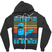 Diabetes Survivor   I Inject Myself Retro Diabetes Awareness Zipper Hoodie | Artistshot