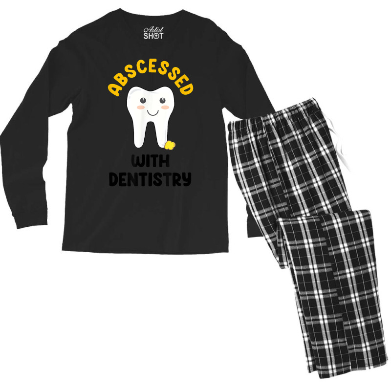 Cute Abscessed With Dentistry   Funny Dental Oral Pun Shirt Men's Long Sleeve Pajama Set | Artistshot