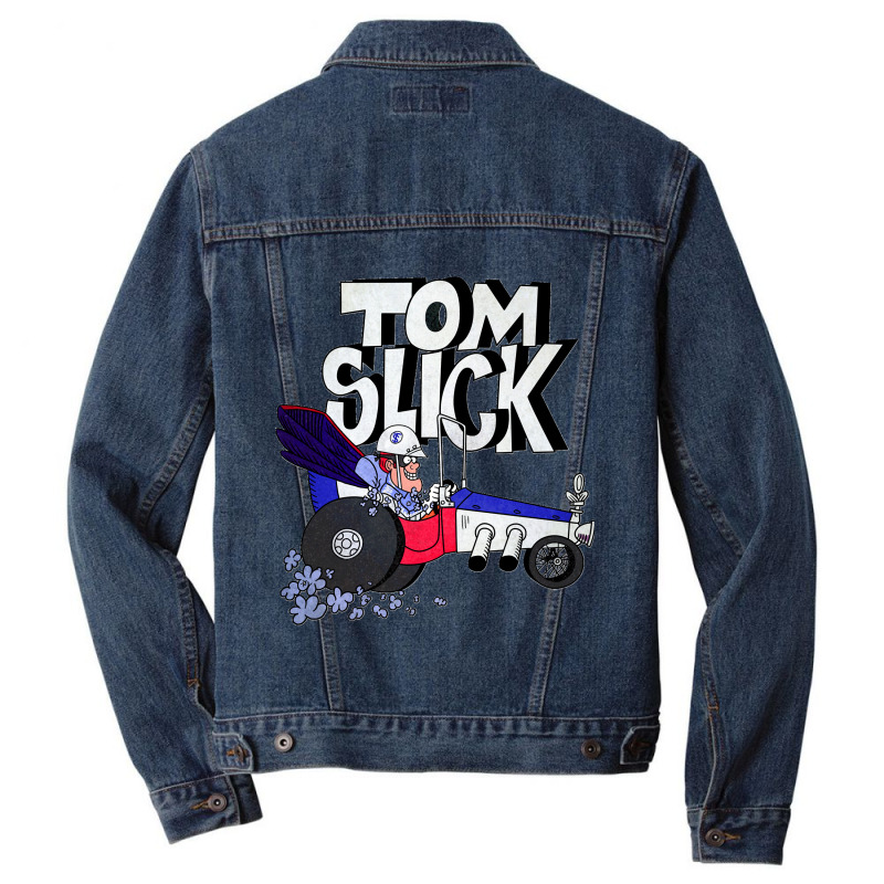 Tribute To Jay Ward Cartoons Tom Slick In The Thunderbolt Grease Slapp Men Denim Jacket | Artistshot