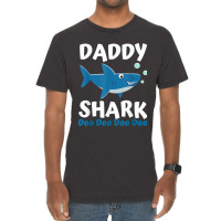 Daddy Shark Fathers Day Gift From Wife Son Daughter Vintage T-shirt | Artistshot