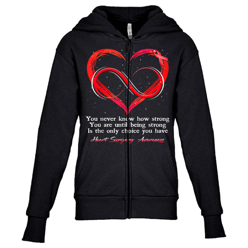 I Wear Red For Heart Surgery Awareness Warrior Youth Zipper Hoodie | Artistshot