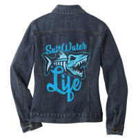 Saltwater Life Fishing Ladies Denim Jacket | Artistshot