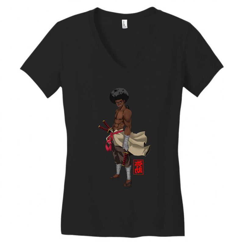 Samurai Afro Black Yasuke Sengoku Warrior Ronin Anime Fan Women's V-Neck T-Shirt by cm-arts | Artistshot