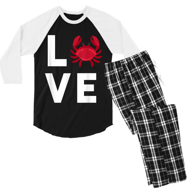 I Love Crabs Cute Crab Lover Crustacean Seafood Crab Men's 3/4 Sleeve Pajama Set | Artistshot