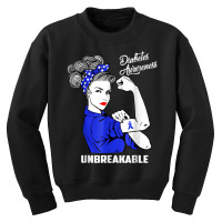 Warrior Unbreakable Woman Diabetes Awareness Support T Shirt Youth Sweatshirt | Artistshot