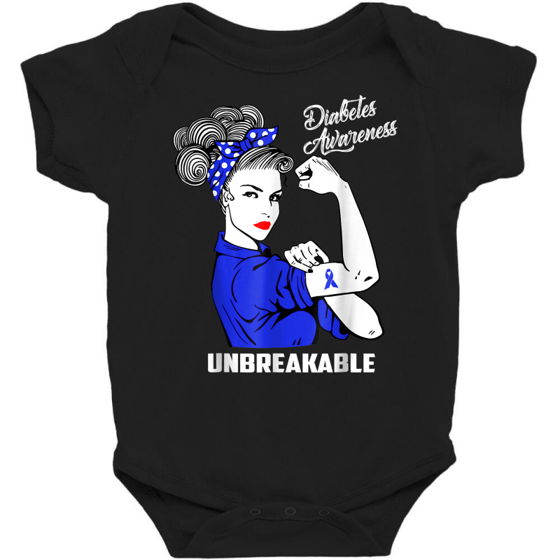 Warrior Unbreakable Woman Diabetes Awareness Support T Shirt Baby Bodysuit | Artistshot