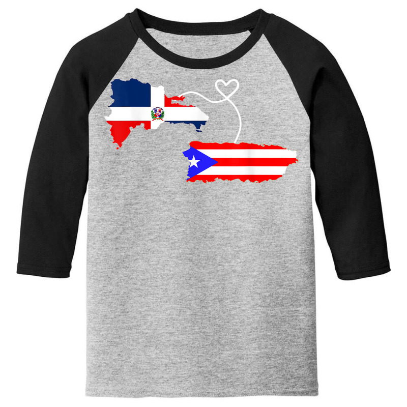 Half Puerto Rican Half Dominican Flag Map Combined Pr Rd T Shirt Youth 3/4 Sleeve by cm-arts | Artistshot