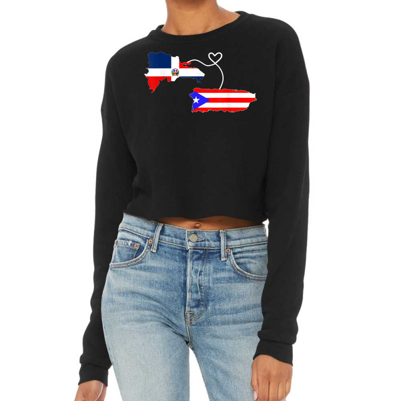 Half Puerto Rican Half Dominican Flag Map Combined Pr Rd T Shirt Cropped Sweater by cm-arts | Artistshot