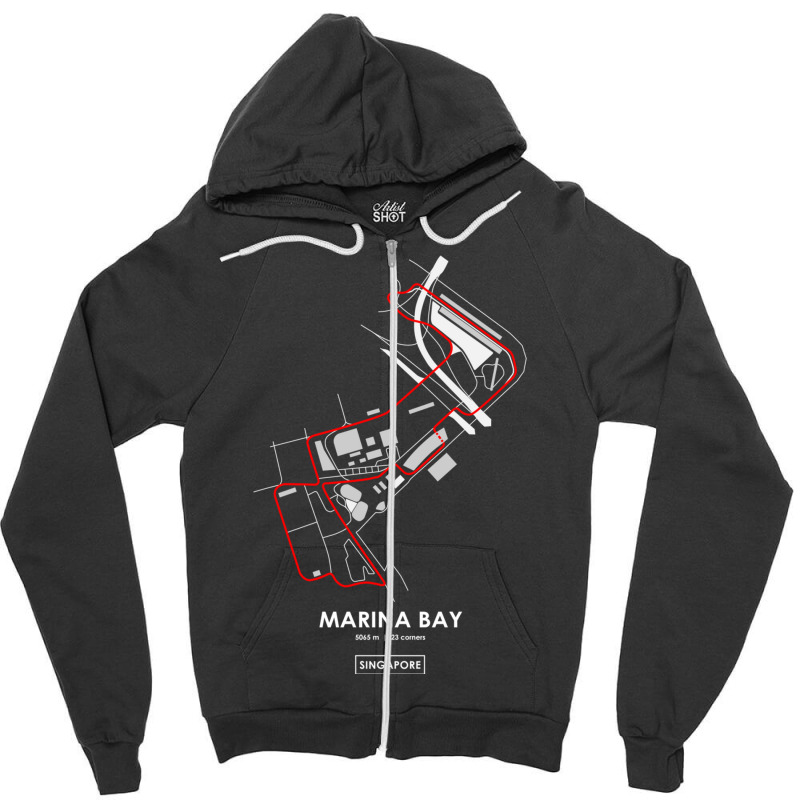 Marina Bay - Singapore Track Map 2.0 Red Zipper Hoodie by NICHOLASGIBSON | Artistshot