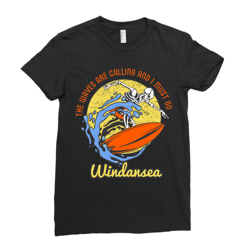 Windansea Skeleton Surfer Ladies Fitted T-Shirt by Crowley Tidwell | Artistshot