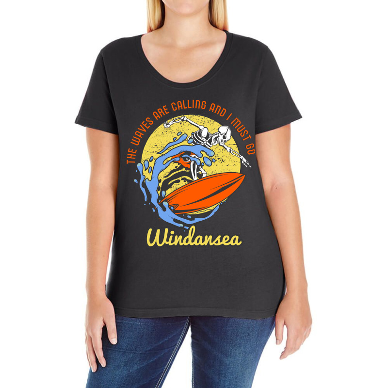 Windansea Skeleton Surfer Ladies Curvy T-Shirt by Crowley Tidwell | Artistshot