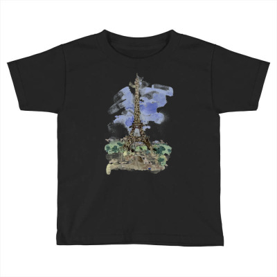 Eiffel Tower Watercolor Painting Toddler T-shirt Designed By Salmanaz