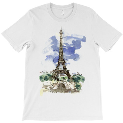 Eiffel Tower Watercolor Painting T-shirt Designed By Salmanaz