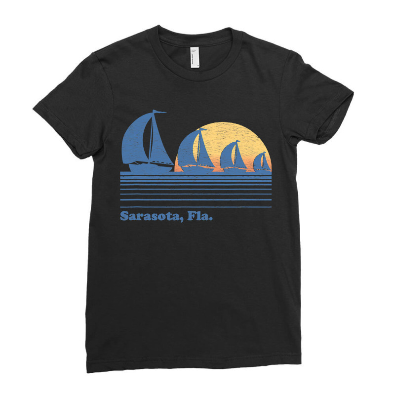 Sarasota Fl Sailboat  Vintage 80s Sunset Ladies Fitted T-Shirt by cm-arts | Artistshot