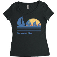 Sarasota Fl Sailboat  Vintage 80s Sunset Women's Triblend Scoop T-shirt | Artistshot