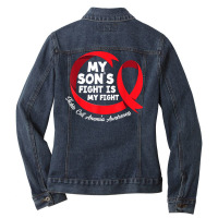 My Son's Fight Is My Fight Sickle Cell Anemia Awareness T Shirt Ladies Denim Jacket | Artistshot