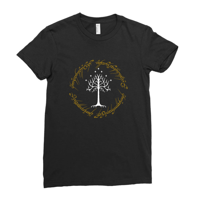Gold Ringed White Tree Of Gondor Ladies Fitted T-shirt | Artistshot