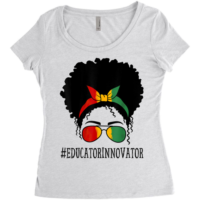 Educator Innovator Women Messy Bun Black History Month Characters Cart Women's Triblend Scoop T-shirt by RoyDesign | Artistshot