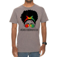 Educator Innovator Women Messy Bun Black History Month Characters Cart Vintage T-shirt | Artistshot