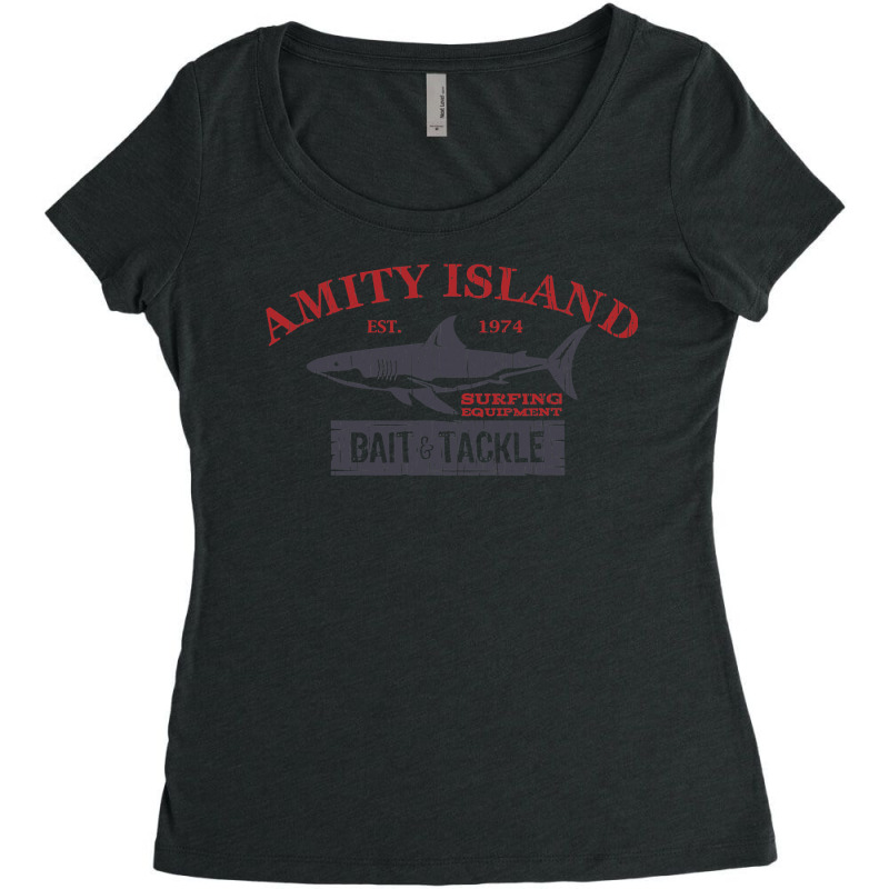 Amity Island Bait And Tackle Retro Fishing Women's Triblend Scoop T-shirt by cm-arts | Artistshot