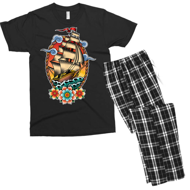 Old School American Traditional Tattoo Flash Clipper Ship Tank Top Men's T-shirt Pajama Set by nuzhetanopo | Artistshot