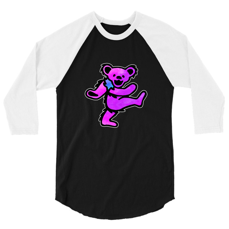 Pink Grateful Dancing Hippie Classic Rock Dead Bear 3/4 Sleeve Shirt | Artistshot