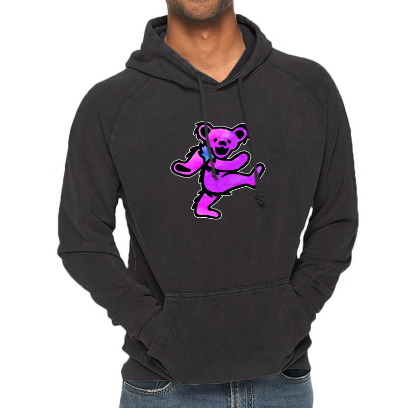 Pink Grateful Dancing Hippie Classic Rock Dead Bear Vintage Hoodie | Artistshot