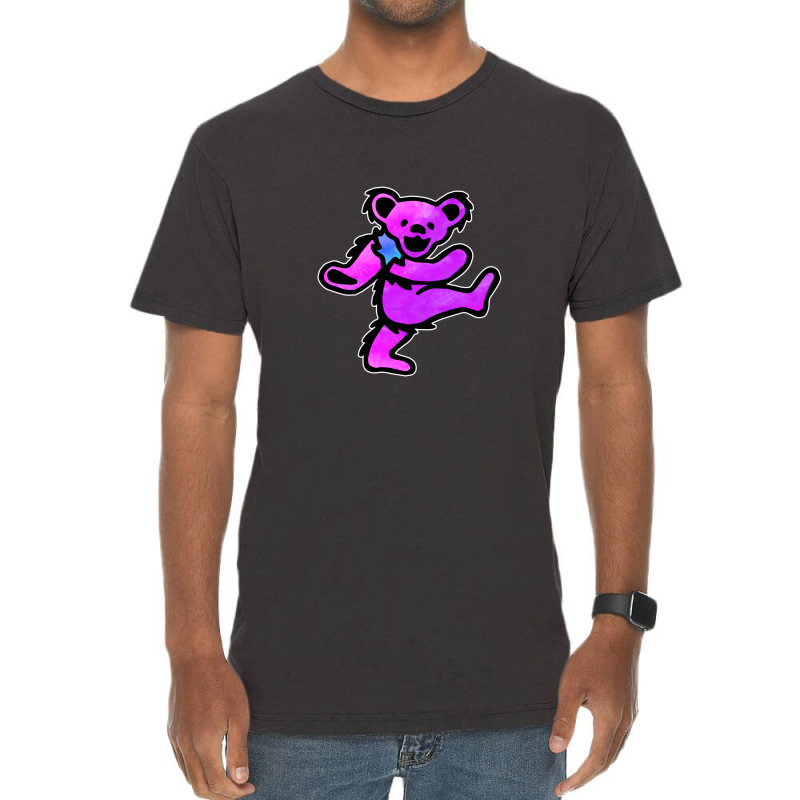 Pink Grateful Dancing Hippie Classic Rock Dead Bear Vintage T-shirt | Artistshot