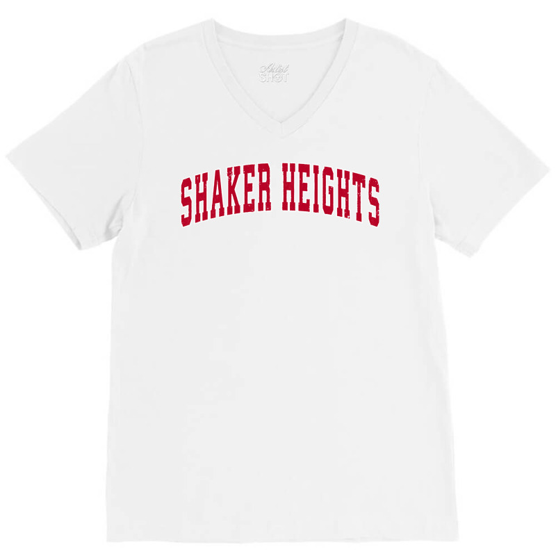 Shaker Heights Ohio Oh Vintage Sports Design Red Design Sweatshirt V-Neck Tee by tuftsmirussom | Artistshot