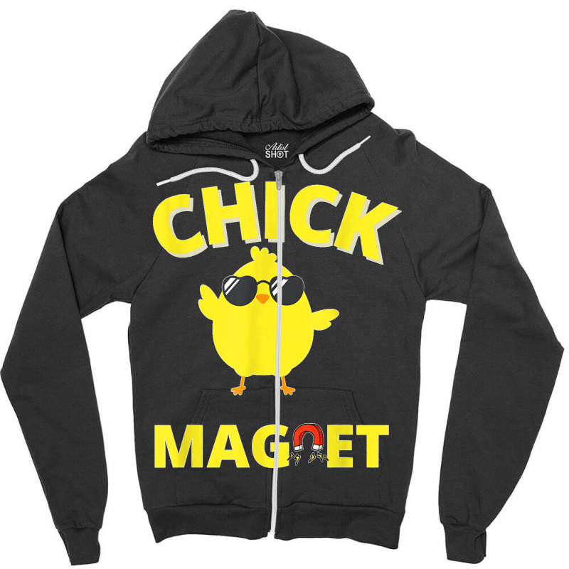 Chick Magnet Cute Funny Easter Chicken Sunglasses Zipper Hoodie by cm-arts | Artistshot