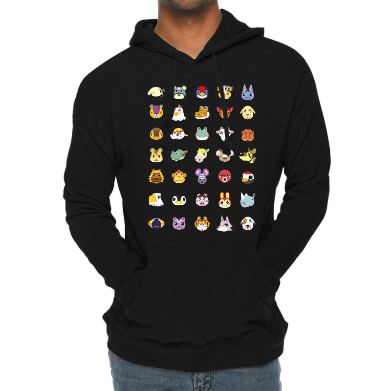 Animal Crossing New Horizons Group Shot Character Faces Lightweight Hoodie | Artistshot