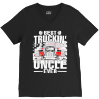 Best Truckin' Uncle Ever Usa Flag V-neck Tee | Artistshot