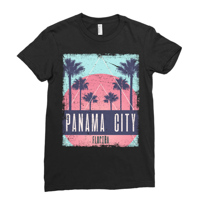 Panama City Beach Florida Fl Vintage Vaporwave Retro 80s Sweatshirt Ladies Fitted T-Shirt by cm-arts | Artistshot