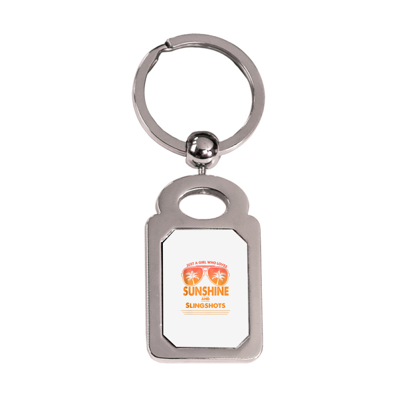 Just A Girl Who Loves Sunshine And Slingshots For Woman Tank Top Silver Rectangle Keychain | Artistshot